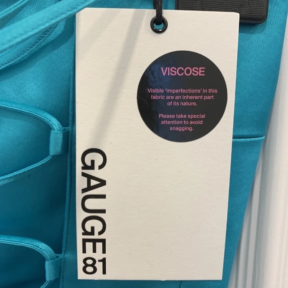 NWT GAUGE81 SSENSE Exclusive Turquoise Blue Satin ‘Turin’ Top Size S - Picture 8 of 9